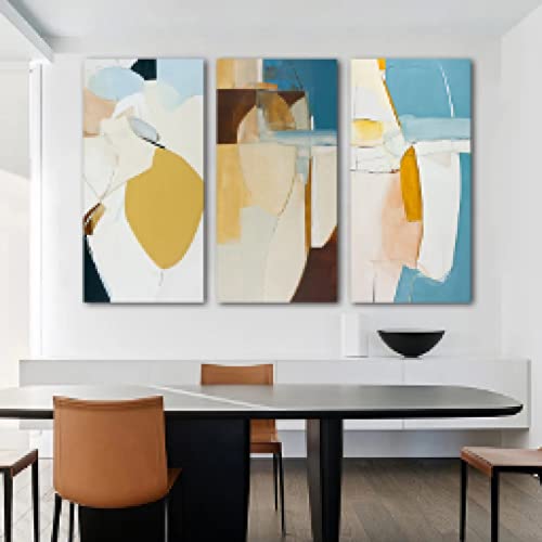 Décoration murale salon avec triptyque géométrique abstrait 30x60cm