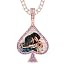 543 Purple diamond rose gold pendant&tennis chain]