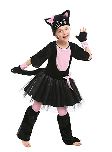 Cuteshower Halloween Cat Costume For Kid Animal Costume Cosplay 8-9 Years Black #TOP3