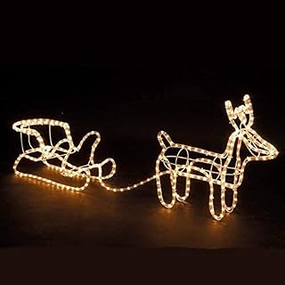 Large Christmas Reindeer & Santa Sleigh Outdoor Garden Light Rope Decoration
