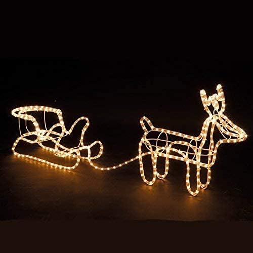 Large Christmas Reindeer & Santa Sleigh Outdoor Garden Light Rope Decoration