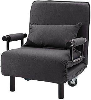 INMOZATA 2-in-1 Single Folding Futon Chair Sofa Bed Chair Guest Sleeper Chair Bed with Pillow Wheels for Home Bedroom Living Room (Grey)