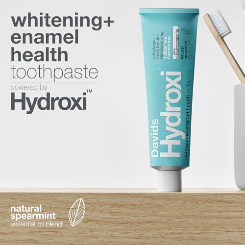 Image of Davids Hydroxi Fluoride Free Nano Hydroxyapatite Toothpaste for Enamel Health & Whitening, Antiplaque, SLS Free, Kid Friendly Spearmint Flavor, 4 oz