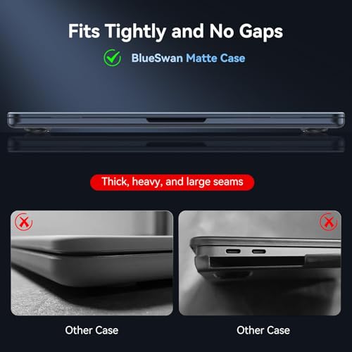 Image of BlueSwan for MacBook Air 15 inch Case M5 M4 M3 M2 2026 2025-2023, A3448 A3241 A3114 A2941, Sleek Fit Color Match, Grippy Matte Texture, Mac Book Air 15.3'' Hard Shell Laptop Cover, Midnight Clear