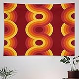 ZhiRain Retro 60S Tapestry Wall Hanging Vintage 70S Abstract Art Geometric Pattern Tapestries Home Decor for Living Room Bedroom Apartment Farmhouse Dorm 30'x40'