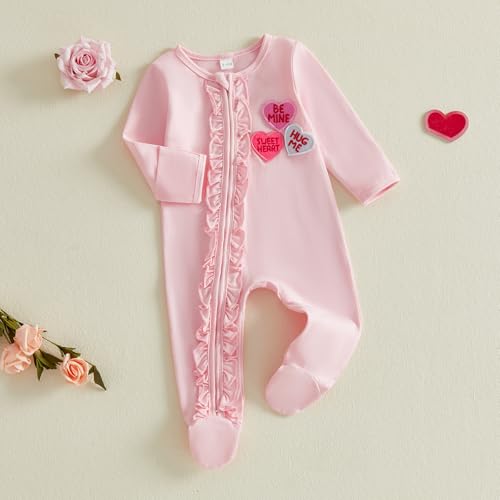 Image of Kuriozud Newborn Infant Unisex Baby Boy Girl Button Solid Romper Bodysuit One Piece Jumpsuit Outfits Clothes | Newborn Baby Girl Sleeper for Daily, Brithday, Halloween, Christmas, New Years, Valentines, St. Patrick's Day, Easter 0-9M