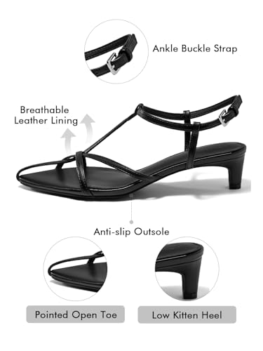 Coutgo Womens Dress Sandals Strappy Low Kitten Heels Pointed Open Toe Summer Beach Shoes4