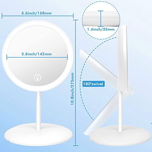 Tikenso Folding Travel Makeup Mirror Vanity Mirror With Lights, Portable Led Makeup Mirror With Touch Control Adjustable Brightness Usb Rechargeable Travel Lighted Makeup Mirror Gift For Women #TOP4