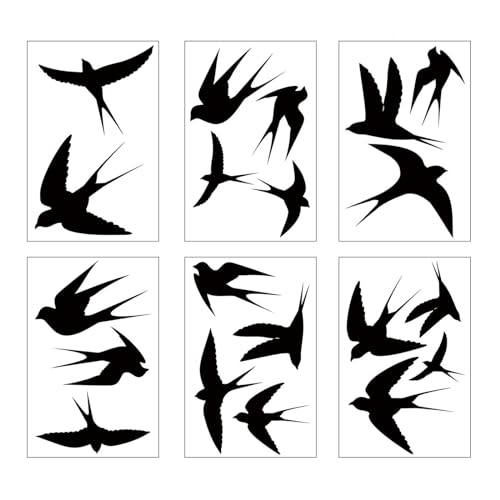 kowaku Autocollants d'hirondelle, autocollants de fenêtre Anti-Collision, 6 feuilles 20 pièces, empêchent les frappes d'oiseaux, autocollants en verre PVC