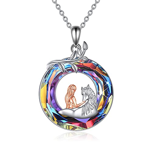 YAFEINI Cheval Collier Filles Pendentif 925 Collier En Argent Sterling Bijoux Cadeau pour Femme Ami (collier fille cheval C)