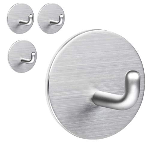 Selbstklebende Haken, strapazierfähig, Edelstahl, wasserdicht, zum Aufhängen an Wand, Tür, Schrank, Bad, Schlafzimmer, Küche für Handtuch, Mantel, Geschirrtuch, Kleidung Cover