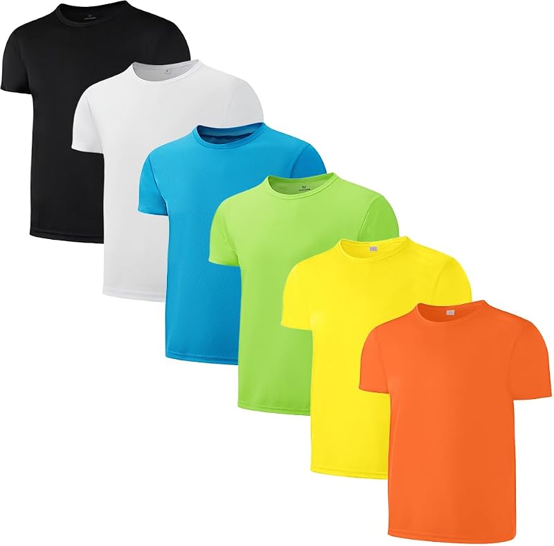 6 Pack Boys Mesh Athletic T-Shirts Kids Youth Quick Dry Short Sleeve Tops