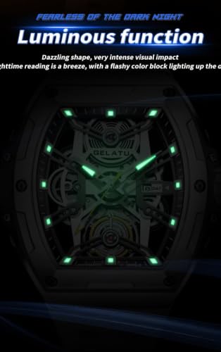 Image of OLEVS Luxury Watches for Men Black Mechanical Wrist Watch Self Winding Automatic Tourbillon Watches Skeleton Waterproof Mens Wrist Watch