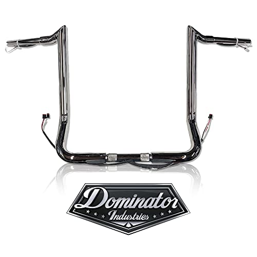 Dominator Industries 1 1/4' PRE-WIRED 14' Meathook Bar Ape Hangers Handlebars Compatible With 2014-2023 Harley-Davidson Bagger Electra & Street Glide Special Ultra Limited & Low (Chrome)