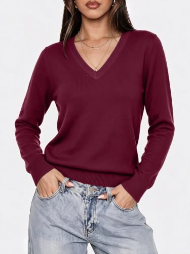 Burgundy Sweater for Women Business Casual Pullover Sweaters Fall Clothes S - image 2