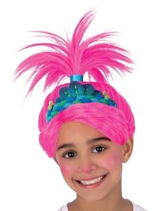 Smiffys Trolls Band Together Poppy Perücke, Mädchen, Pink & Blau, Einheitsgröße 81052