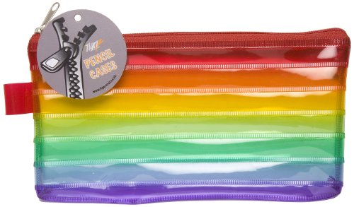 1 x A5 Multi Coloreada Plumieres/estuches Arco Iris De Colores Lápiz Pluma Cremallera bolso de los PP (25cm x 19cm)