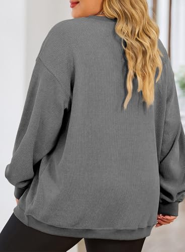 Image of Eytino Women Plus Size Sweatshirt Oversized Crew Neck Long Sleeve Tops | Fall Fashion Clothes 2026, Oversized Sweat Shirt, Soft Comfy Pullover, Travel Casual Work Lounge Daily Outfit