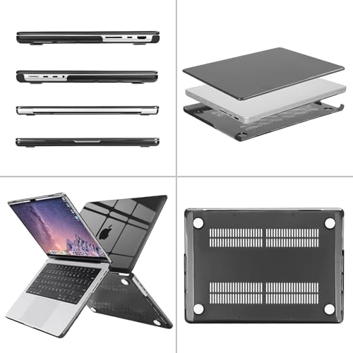 Image of MOSISO Compatible with MacBook Pro 14 inch Case 2025 2024 2023 2022 2021 M5 M4 M3 M2 M1 A3434 A3112 A3185 A3401 A2918 A2992 A2779 A2442, Hard Shell&Keyboard Cover&Screen Film&Pouch,Crystal Black