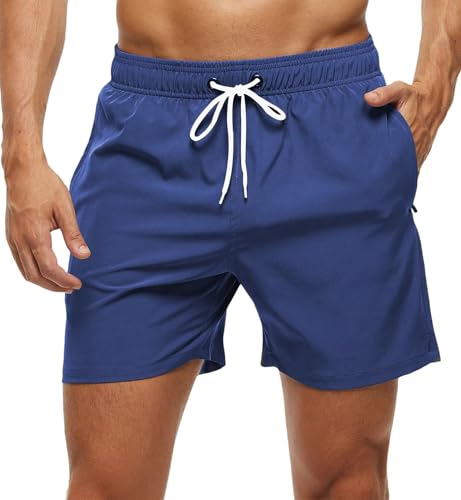 Image of Tyhengta Men's Swim Trunks Quick Dry Beach Shorts with Zipper Pockets and Mesh Lining