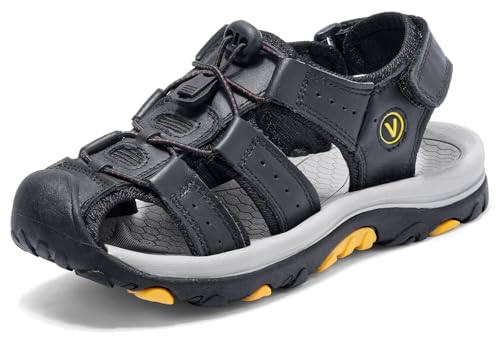 TRAILBLITZ Kids Sandals Boys Summer Outdoor Unisex Closed-Toe Sport Sandals Non-Slip Lightweight Athletic (Toddler/Little/Big Kid), Black, 6 Big Kid