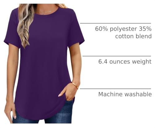 Image of Elesomo Womens Shirts Casual Crew Neck Short /Long Sleeve Tunic Tops Tees