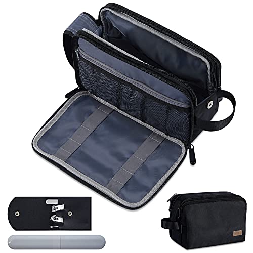 Toiletry Bag for Men, Travel Toiletry Bag with Water-Resistant, Travel Bag for Toiletries with Large Capacity & Lightweight Size for Travel, Shaving Bag with Toothbrush Travel Containers (Black)
