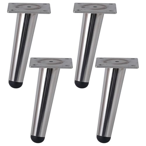 Genérico Pies para Muebles Patas de Mesa Cónicas de 12 cm 4 Piezas Soporte de Acero Inoxidable Plateado Galvanizado Patas de Sofá Altura: 10-20 cm Patas de Gabinete de 12 cm/4,7'