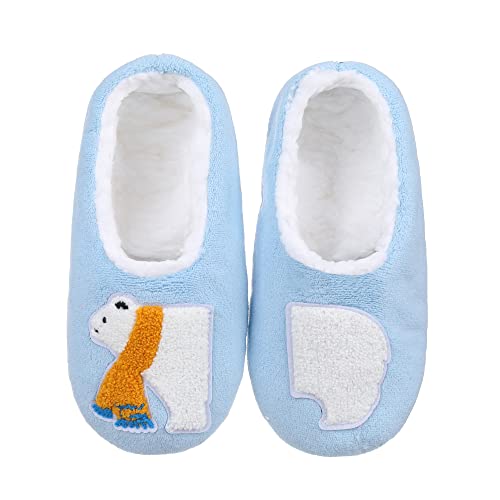 Image of ZYZX Cute Slipper Socks with Grips,Cozy Soft Sole House Slippers for Women | Animal Pattern Warm Safe Non Slip Fleece-lined Fluffy Fuzzy Socks Indoor for Adult,Easy to Wash,Gifts