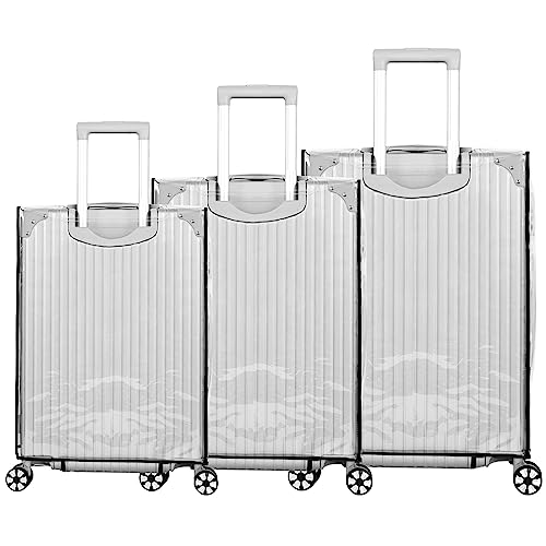3 Pcs Clear Luggage Cover Protector, 20" 24" 28" PVC Suitcase Covers for Suitcase Waterproof Dustproof Anti-scratch Travel Suitcase Covers Case for Wheeled Luggage(Black edge,20+24+28 inches)3