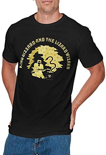 Bianlidian Kurzarm Herren T-Shirt, Herren Kurzarmhemd Mens Classic King Gizzard & The Lizard Wizard Tshirt Black Short Sleeve Tops