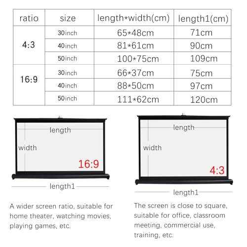 Pantalla portátil retráctil para proyector 50" 16:9 miniatura 2