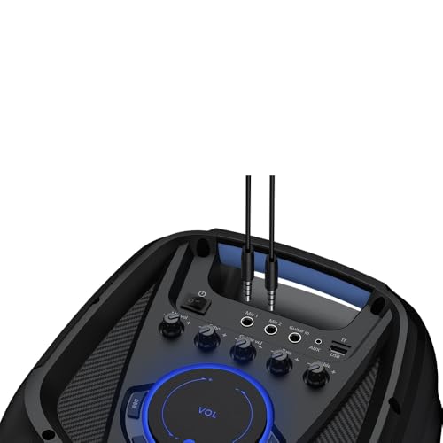 Image of Philips Bluetooth Party Speaker, 120W Powerful Sound with Dynamic Bass Boost, 10 RGB Light Modes, Karaoke Mic & Guitar Inputs, FM Radio, USB /TF /AUX Playback, Portable Handle, Remote Control (Corded)