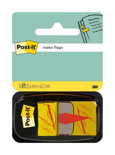 Post-it Index Haftstreifen, Standard, HIER UNTERSCHREIBEN Symbol, Gelb, 50 Haftstreifen 25.4 mm x 43.2 mm - Markierungsstreifen für Dokumente und Notizen