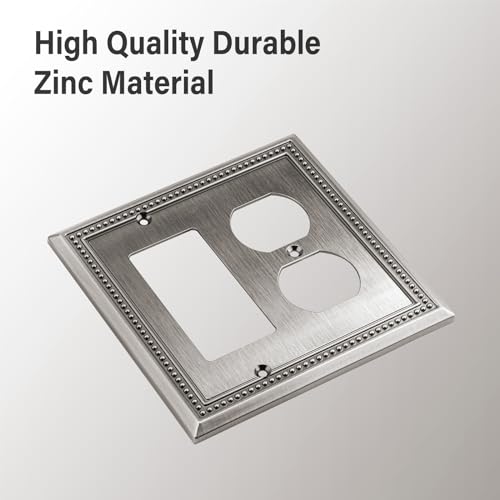 Image of Henne Bery Sunken Pearls Heavy Duty Decorative Wall Plate Switch Plate Outlet Cover (Decorator /Duplex, Heirloom Silver)