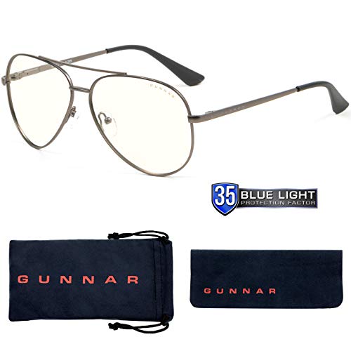 Gaming Glasses | Blue Light Blocking Glasses | Maverick/Gunmetal by Gunnar | 35% Blue Light Protection, 100% UV Light, Anti-Reflective To Protect & Reduce Eye Strain & Dryness