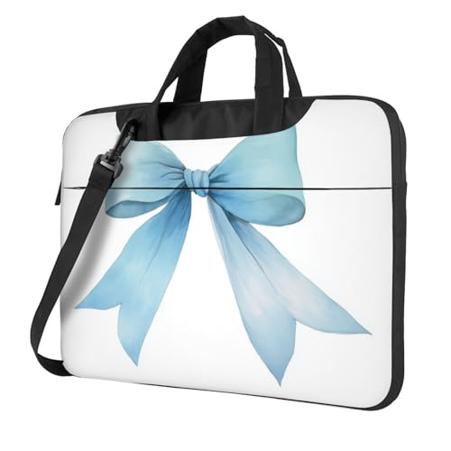 Sac d'ordinateur portable 15.6 rembourré au fini aquarelle bleu minimaliste