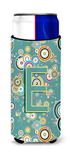 Caroline's Treasures CJ2015-EMUK Letter E Circle Circle Teal Initial Alphabet Ultra Beverage Insulators for Slim cans, Slim Can, Multicolor