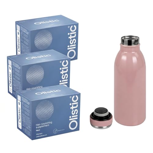 Olistic - WOMEN NEXT PACK TRIPLO 3 MESES + BOTELLA DE REGALO, Complemento Alimenticio Anticaída de Cabello, Ingredientes Naturales y Vitaminas, Previene la Caída del Pelo, Vegano, Sin Gluten