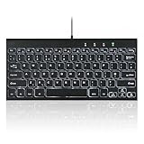 Perixx PERIBOARD-429 UK Wired Mini Backlit Keyboard, Thin and Silent Scissor Keys, White Backlight, UK QWERTY