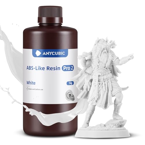 Anycubic ABS-Like Resin Pro 2, Resina para Impresora 3D con lmproved Tenacidad, Más Resistente a la Flexión, Alta Fluidez y Alta Tasa de Éxito, Compatibilidad con LCD y DLP Impresoras 3D, 1kg Blanco
