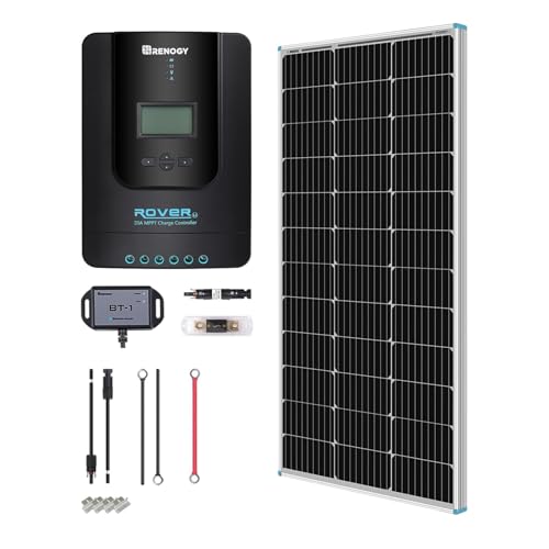 Renogy 100 Watt 12 Volt Off Grid Solar Premium Kit with Monocrystalline Solar Panel and 20A...
