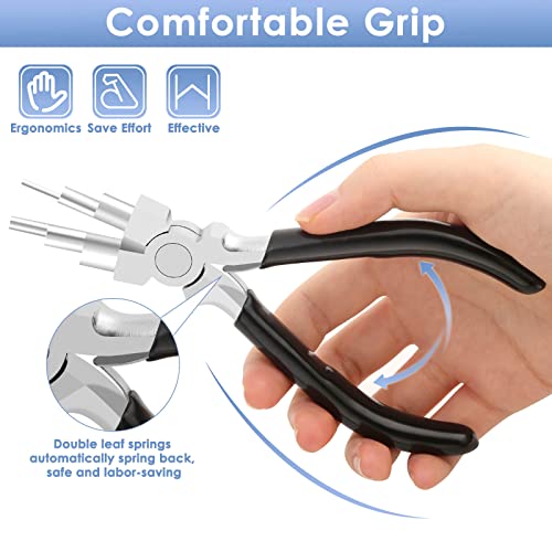 Image of Bail Making Pliers, 6 in 1 Round Nose Pliers for Making Jump Rings, Wire Wrapping, Jewelry Making, Loop Making, Forming Bends