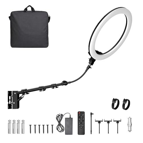 EMART 21 Ring Light Wall Mount with Phone Holder&Rotatable Boom Arm