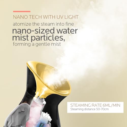 Image of Colorfarm Facial Steamer Nano Ionic: Face Steamer Home Spa Kit Deep Cleaning Unclogs Pores Sinuses Inhaler with 8 Skin Care Tools - Relaxing Self Care Skincare Beauty Gifts for Women (Black Gold)
