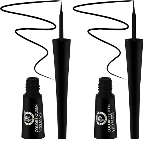 Image of COLORS QUEEN Very Matte Eyeliner | Quick Drying, Long Lasting Liquid Eyeliner | Fine Tip for Precise Application | Smudge Proof, Waterproof for Eye Makeup (Black, 5ml) (Pack of 2)