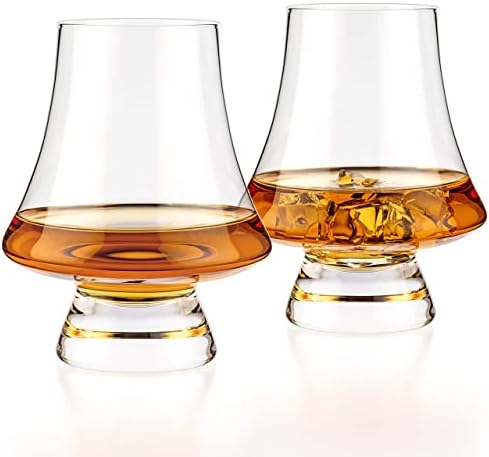 Luxbe - Bourbon Whisky Crystal Glass Snifter, Set of 2 - Narrow Rim Tasting Glasses - Handcrafted - Good for Cognac Brandy Scotch - 9-ounce/260ml