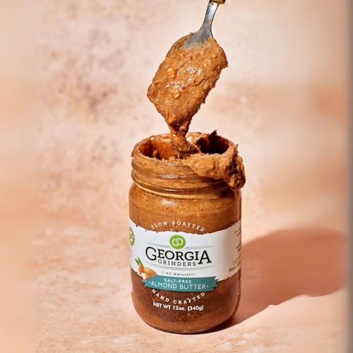 Image of Georgia Grinders Salt-Free Almond Creamy Gourmet Nut Butter Spread, Whole30 Approved, Non-GMO, Gluten Free, No Palm Oil, No Added Sugar, Paleo and Vegan Friendly, 12 Ounce (1 Pack)