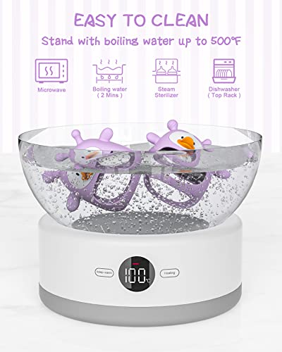 Image of Never Drop Silicone Baby Teether, Hand Pacifier for Sucking Babies 0-6 Months, Soothing Pain Relief, Best Chew Toy, Teething Mitten for New Born - Purple