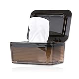 Jitnetiy Removable Wipes Dispenser Large Wipes Case Holder Container Keeps Wipes Fresh (Dark Brown)